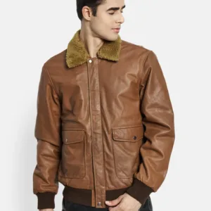 Brown Bomber Leather Jacket